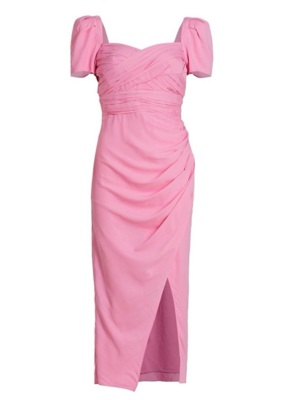 SELF-PORTRAIT Guest Party "Pink Iris" Off-Shoulder Draped Pleated Bodice Midi 6